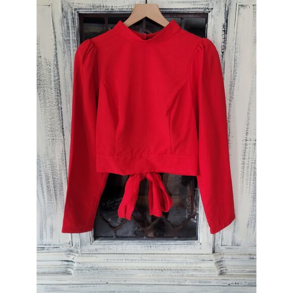 New Anthropologie Maeve Open-Back Blouse Red - New - Size 12 - Picture 5 of 6